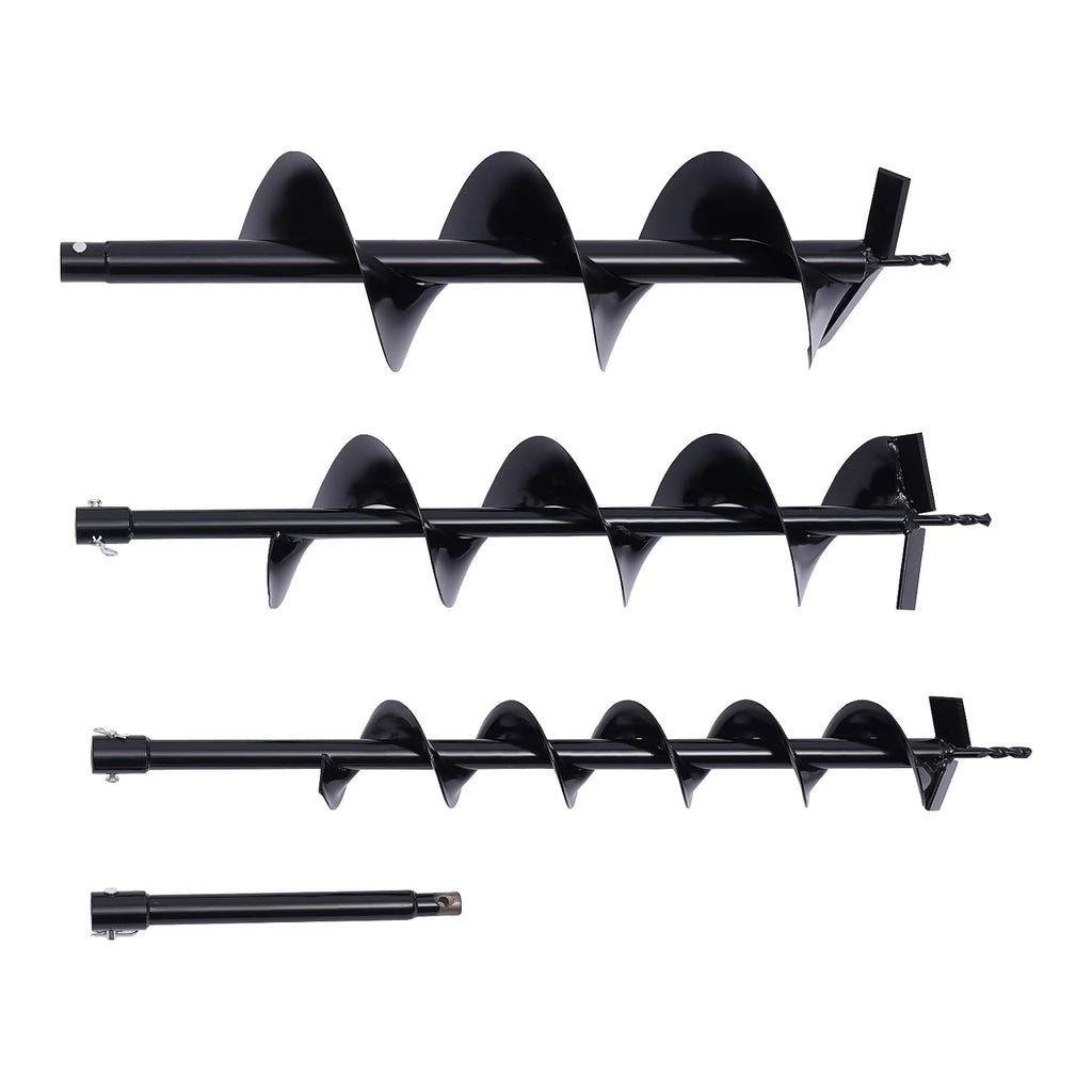 Fence Earth Auger, Petrol Borer 52cc 2.3HP 2-Stroke Post Hole Digger+Drill Bits 4' 6' 8' Bar Single Cylinder Air-Cooled System One Man Fence Earth Auger