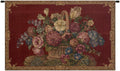 Charlotte Home Furnishings Italian Tapestry Wall Hanging 26x 45 in Flower Basket Burgundy Floral Tapestry for Bedroom Aesthetic and Living Room and Home Decor European Soft Cotton Jacquard Woven