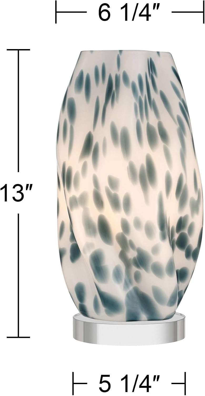 360 Lighting Chelsea Mid Century Modern Coastal Accent Table Lamps 13' High Set of 2 Blue White Spotted for Living Room Bedroom House Bedside Nightstand Reading Console Entryway Kitchen Dining Home
