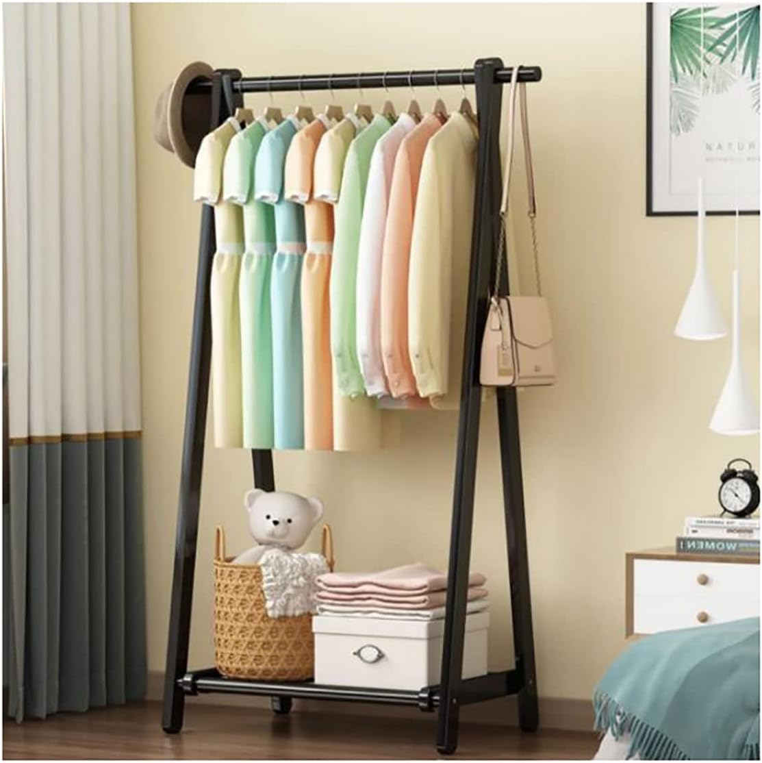 Bamboo Garment Rack, Foldable Hanging Clothes Rack, Space Saving Coat Stand, Storage Organizer Shelves