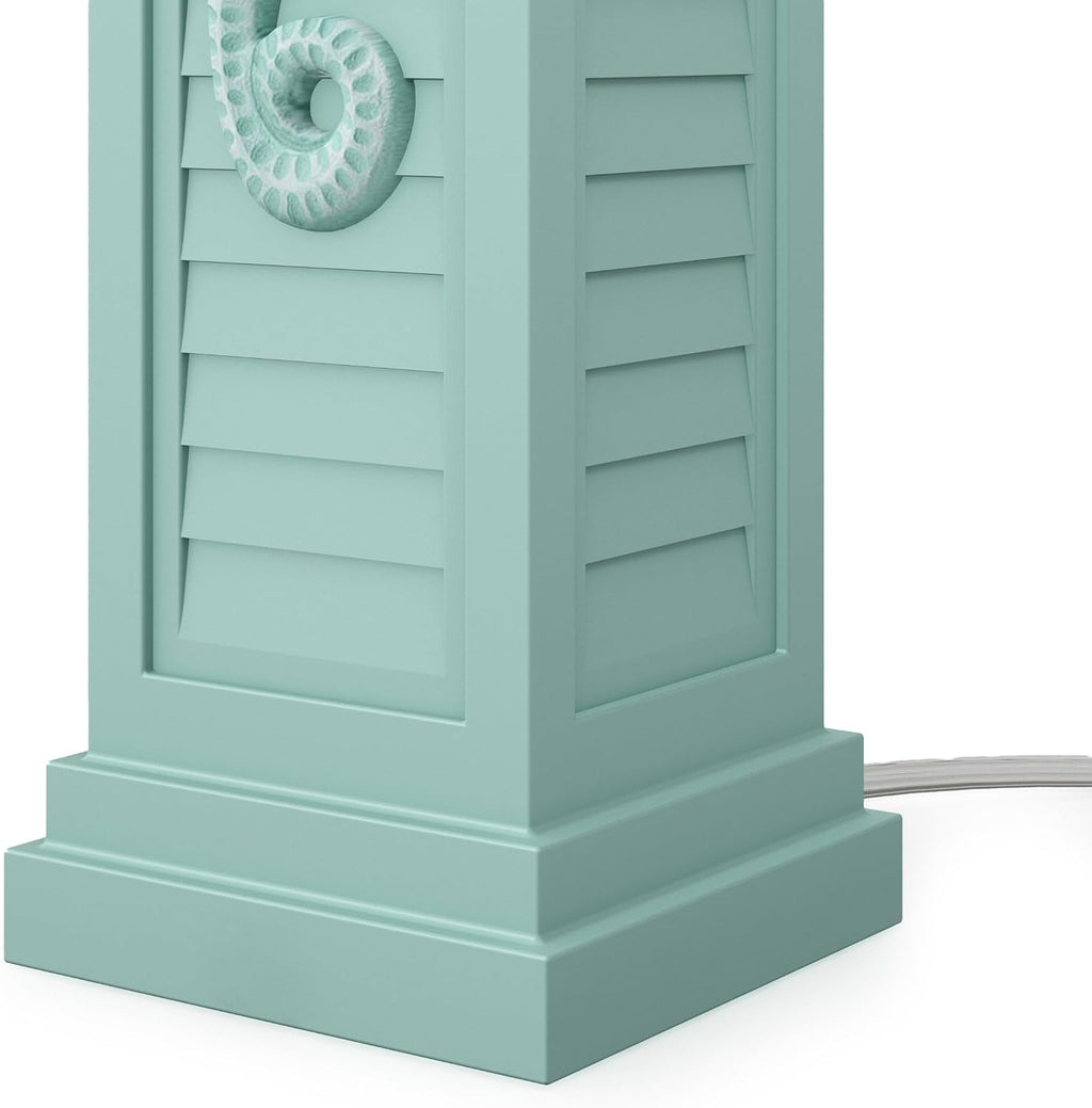 Lux Lighting Sea Horse Shutter 32' Teal Blue/Green Coastal Lamp with USB Charging Port (Set of 2) 3-Way Switch