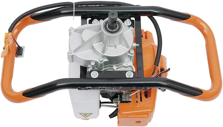 Fence Earth Auger, Petrol Borer 52cc 2-Stroke Post Hole Digger+Drill Bits 4' 6' 8' Bar Single Cylinder Air-Cooled System One Man Fence Earth Auger (US Stock) (2.3HP)