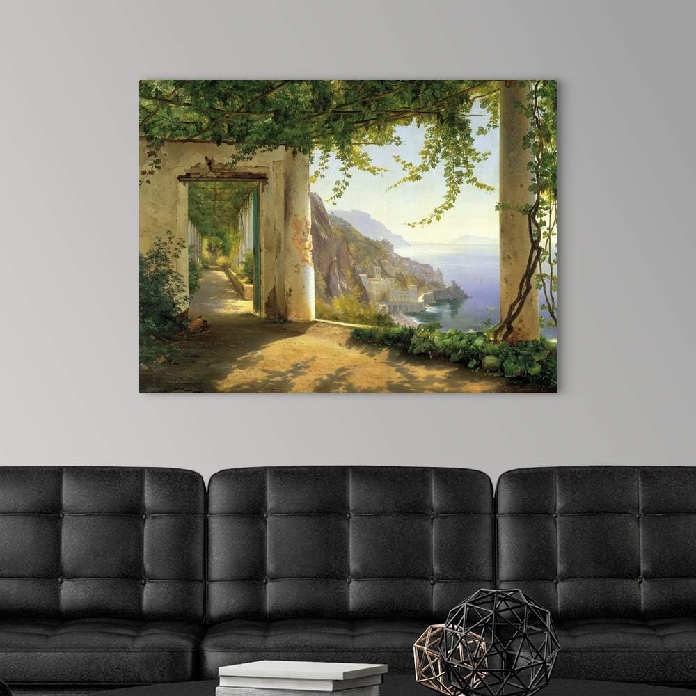 CANVAS ON DEMAND View to the Amalfi Coast Canvas Wall Art Print by Carl Frederic Aagaard, Classic, Traditional, Home Decor, Ocean Artwork, 40'x30'