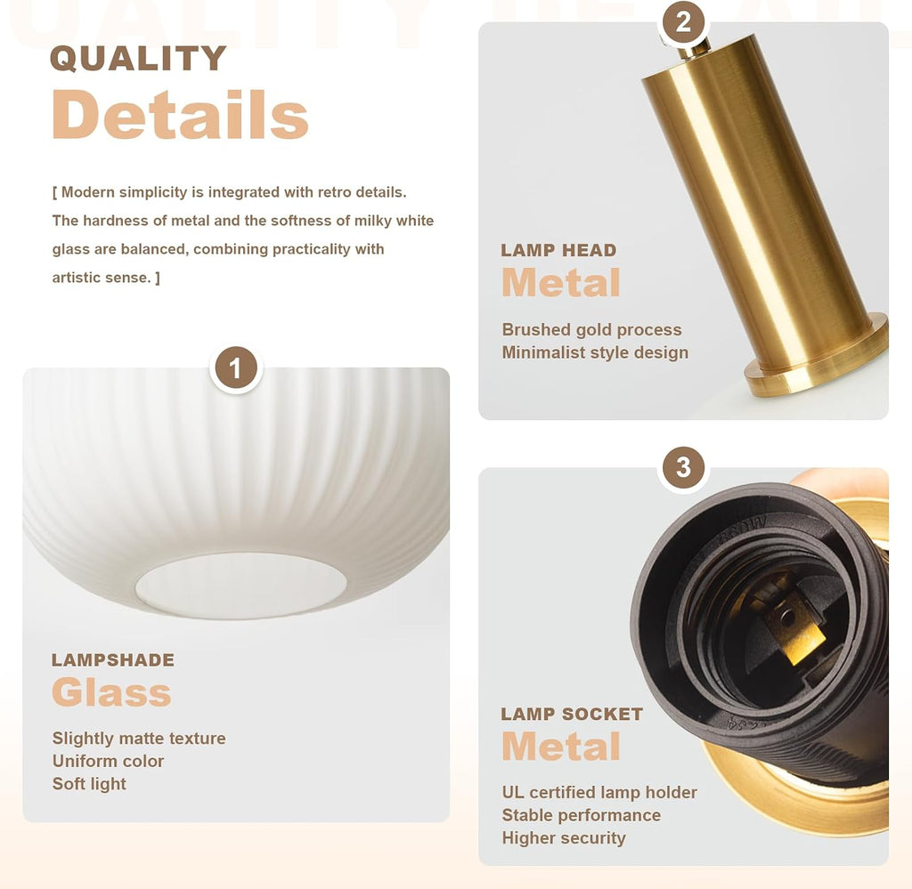 Plug in Pendant Light 2 Pack, Milk White Glass Hanging Light Plug in, Modern Plug-in Pendant Lighting with On/Off Switch, Mid Century Hanging Lamp for Kitchen Island Bedroom Hallway