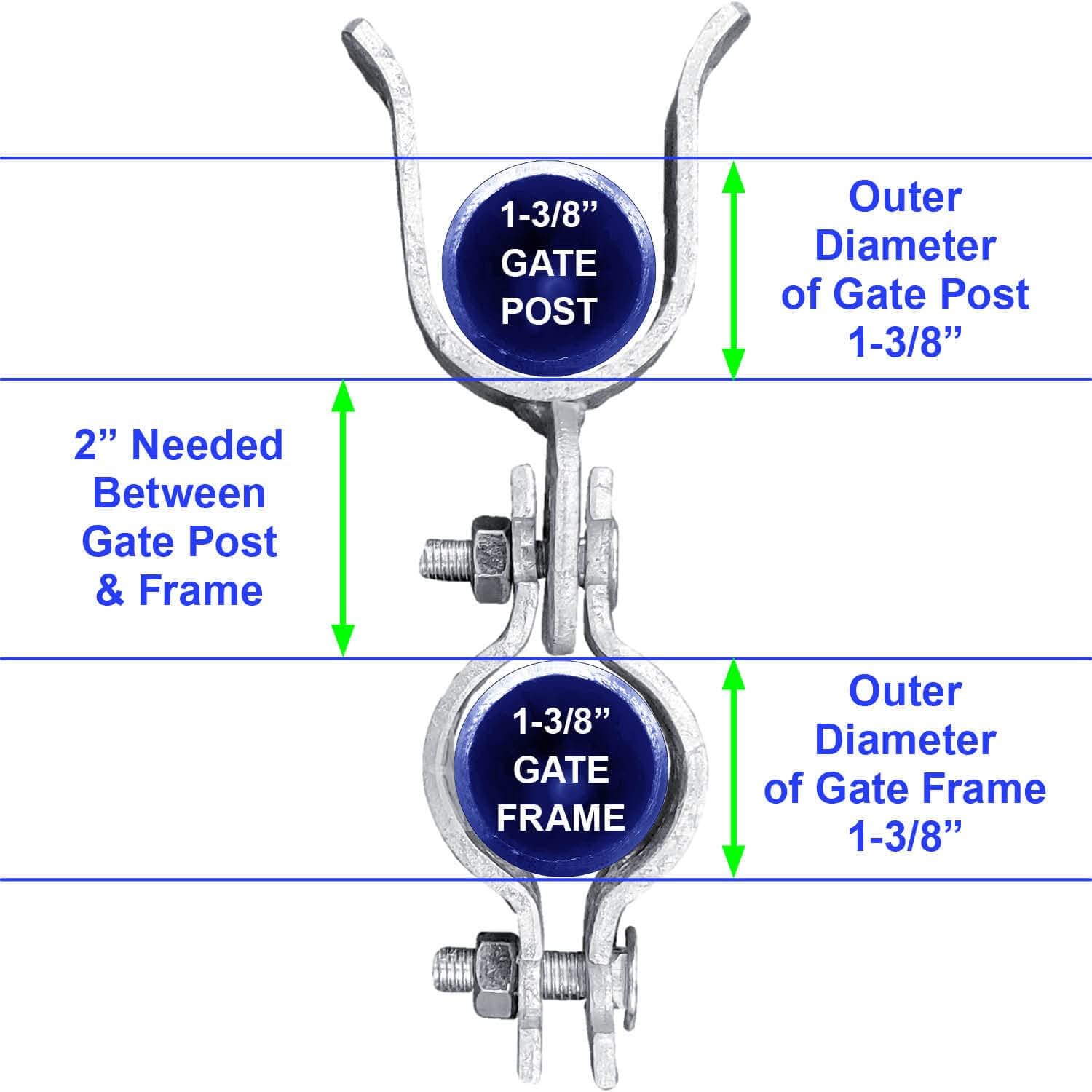 1-3/8' x 1-3/8' - Chain Link Fence Gate Fork Latch - Galvanized - with Hole for Padlock -CASE Qty 25