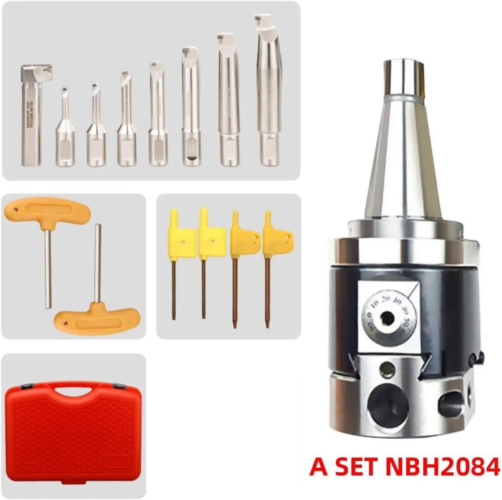 NBH2084 Set Boring Head Boring Tool Suit Boring Head NBH BT30 BT40 BT50 NT30 NT40 NT50 R8 Tool Handle Boring Bar Boring Tool Set(BT40-NBH2084-8PCS)