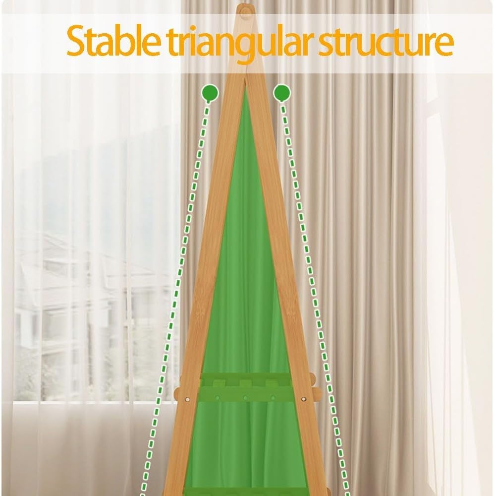 Bamboo Clothing Rack with Double Layer Storage Shelf, 160cm High Hanging Rail, Foldable Lightweight Garment Stand for Bedroom, Versatile Clothes nizer L:66/86/116CM