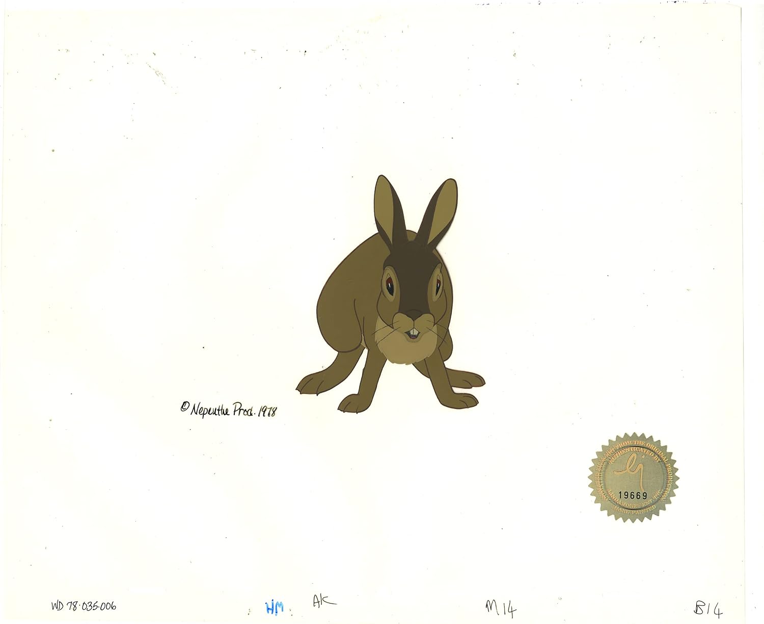 Watership Down 1978 Production Animation Cel of Blackberry with LJE Seal and COA 035-006