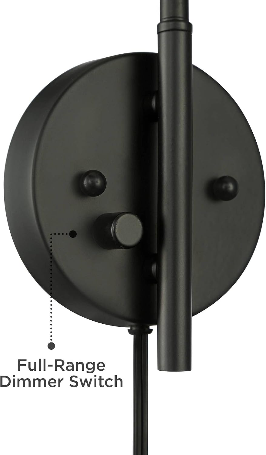 360 Lighting Colborne Modern Swing Arm Wall Lamps Set of 2 Black Plug-in Light Fixture Up Down Swivel Metal Shade for Bedroom Bedside Living Room Reading House