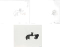 3 lot Watership Down 1978 production Animation Cel AND TWO Drawings 130-23