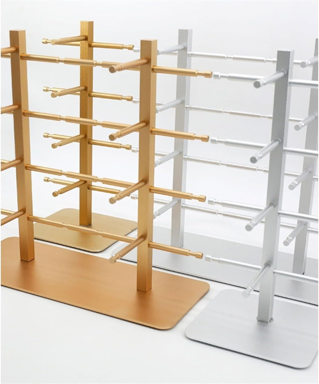 Eyeglasses Stand 8-Position Eyeglasses Display Rack Sunglasses Organizer Alloy Display Rack Eyeglasses Store Display Props Eyewear Display Rack(Silver)
