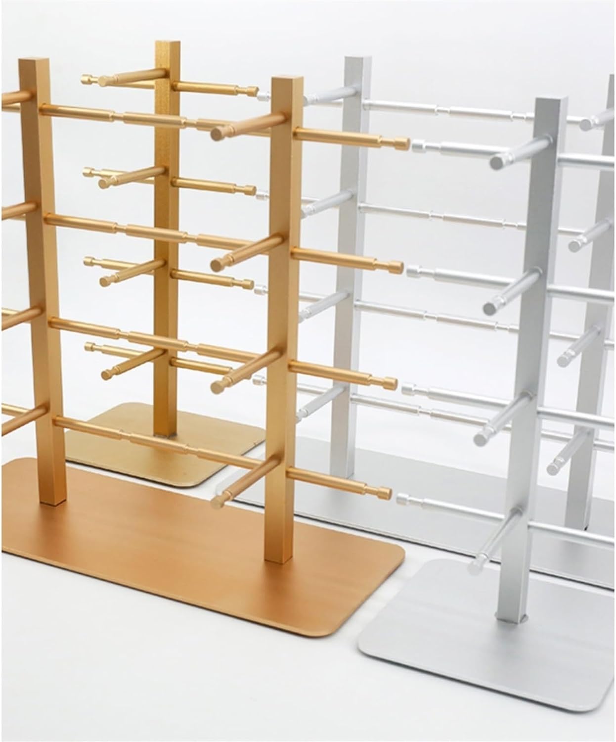Eyeglasses Stand 8-Position Eyeglasses Display Rack Sunglasses Organizer Alloy Display Rack Eyeglasses Store Display Props Eyewear Display Rack(Silver)