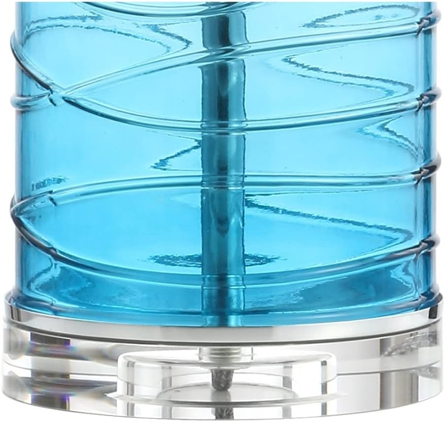Eyely EYL4016A-SET2 Aria 27.5' Modern Fused Glass Cylinder LED Table Lamp for Reading Room, Living Room, Office, Bedroom, Transitional, Coastal, Glam, Turquoise (Set of 2)