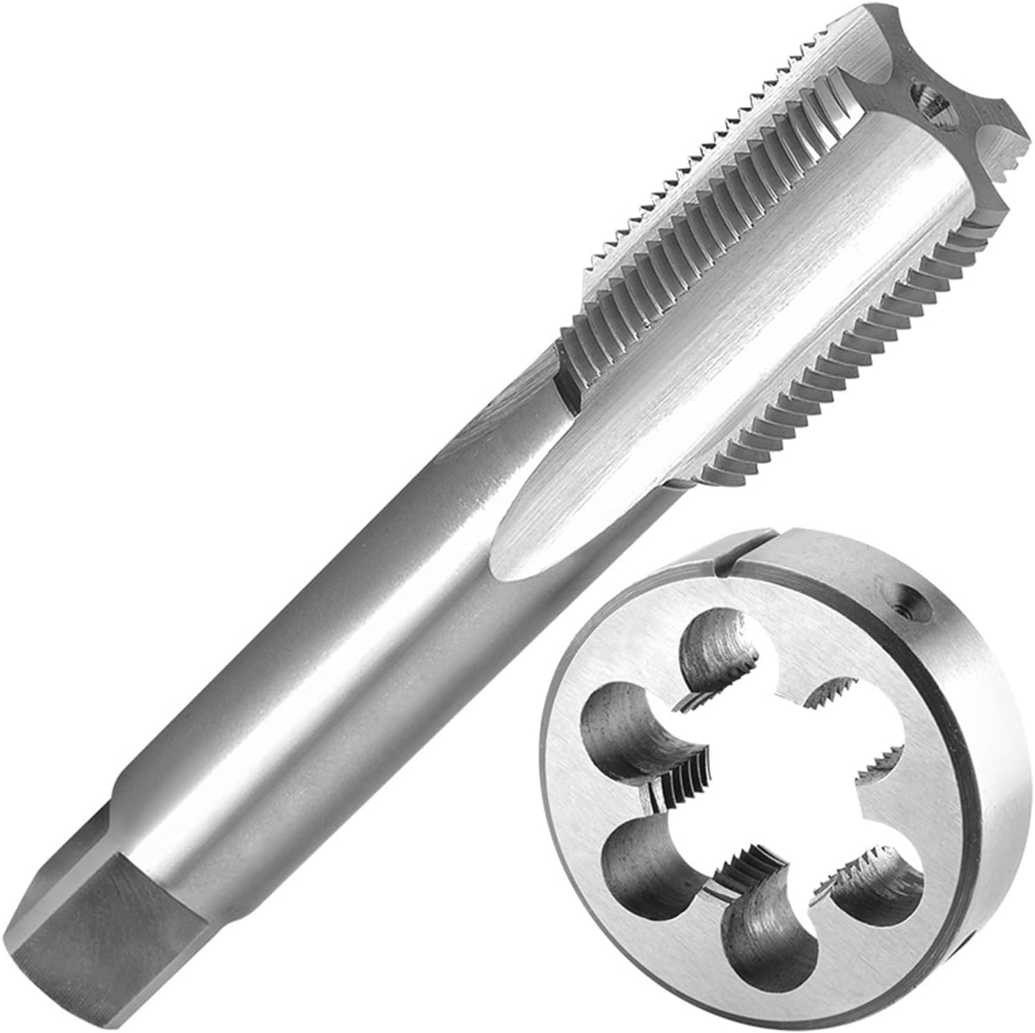 Pipe Tap Set 3/4-18 UNS Tap and Die Set Right Hand, 3/4 X 18 Machine Thread Taps Round Dies Mixer for Water Pipes