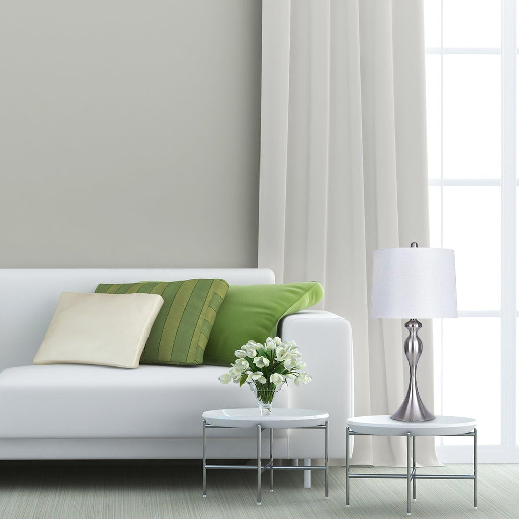Grandview Gallery Table Lamps with White Shade, Set of 2 – Linen and Brushed Nickel 26.5' Table Lamps for Bedside, Dressers and Much More – ST90215JM-(W)