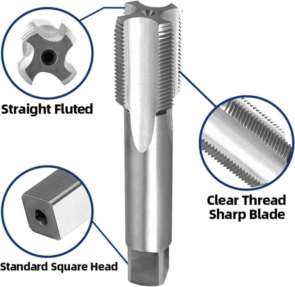 Pipe Tap Set 3/4-18 UNS Tap and Die Set Right Hand, 3/4 X 18 Machine Thread Taps Round Dies Mixer for Water Pipes