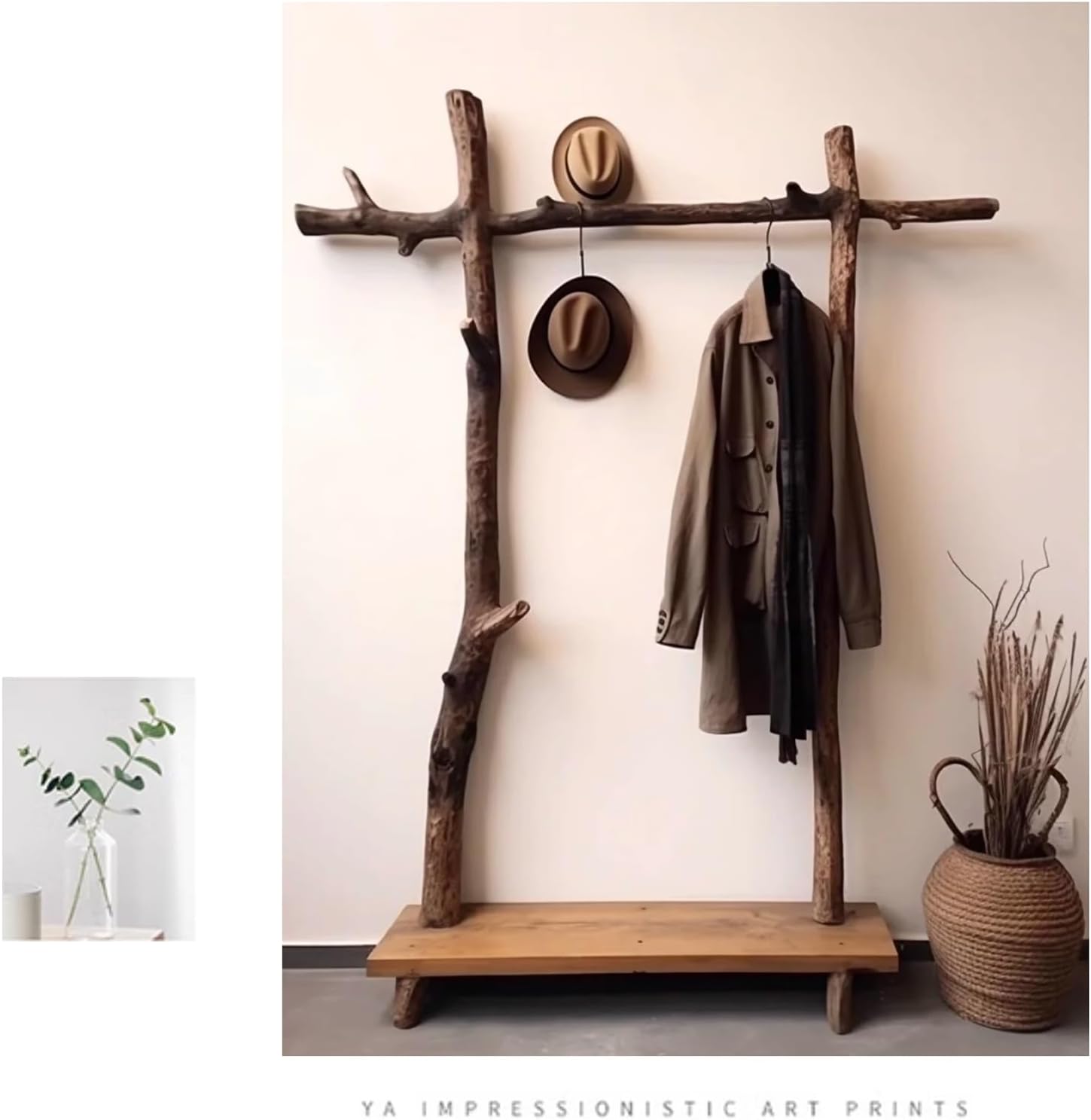 Simple Solid Wood Heavy Duty Clothing Garment Rack, Portable Laundry Rack Cloest Organizer Garment Rack for Bedroom Guest Room