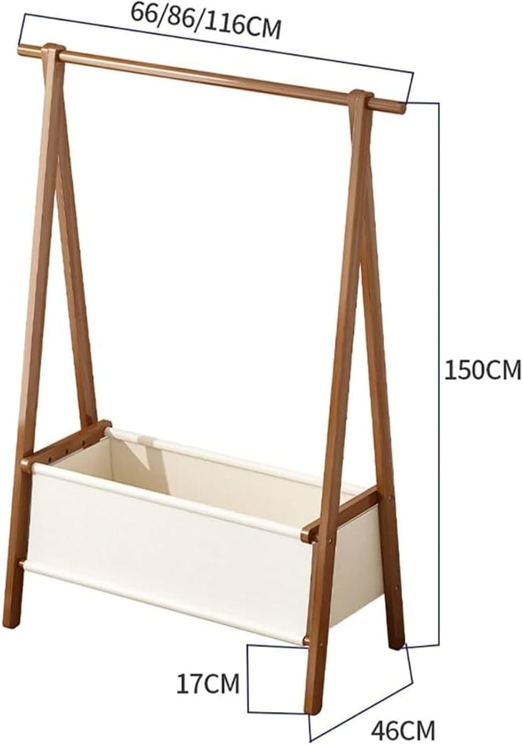 Floor-Standing Solid Wood Rotating Coat Rack，Bamboo Coat Rack Stand with Storage Bag - Freestanding Garment Organizer for Hanging Clothes, Stylish and Functional Storage Solution for Bedroom