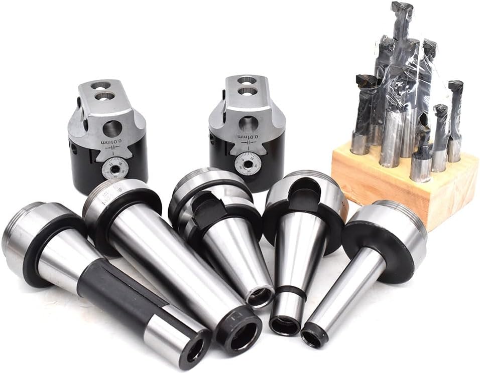 F1 12 50mm Boring Tools MT2 MT3 MT4 C20 C25 NT30 BT30 R8 Tool Holder12mm Draw Bars Boring Head Tool Set For CNC Machine Milling(MT2 M10-(50MM)-9PCS)