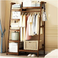 Strong Bamboo Garment Rack, with 7 Tier Shelves, Free-Standing Multifunctional Hanging Clothes Rack, Easy Assemble,80 * 42 * 140cm