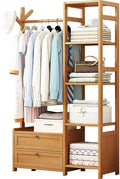 Floor-Standing Solid Wood Rotating Coat Rack，Bamboo Coat Rack with Shelves - Freestanding Garment Rack for Bedroom & Living Room, Stylish Storage Solution for Hanging Clothes, Durable & Eco-