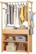 Minimalist Bamboo Garment Rack with Storage Shelf, for Hanging Clothes, for Entryway Bed Room, 90x30x167cm