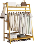 Bamboo Clothes Rail Stand - Freestanding Coat Garment Rack with Hanging Rod, Trapezoid Structure, Open Wardrobe Storage Organiser/B/160 * 40 * 140Cm *40 * 140Cm,A,100(A)*40 * 140Cm