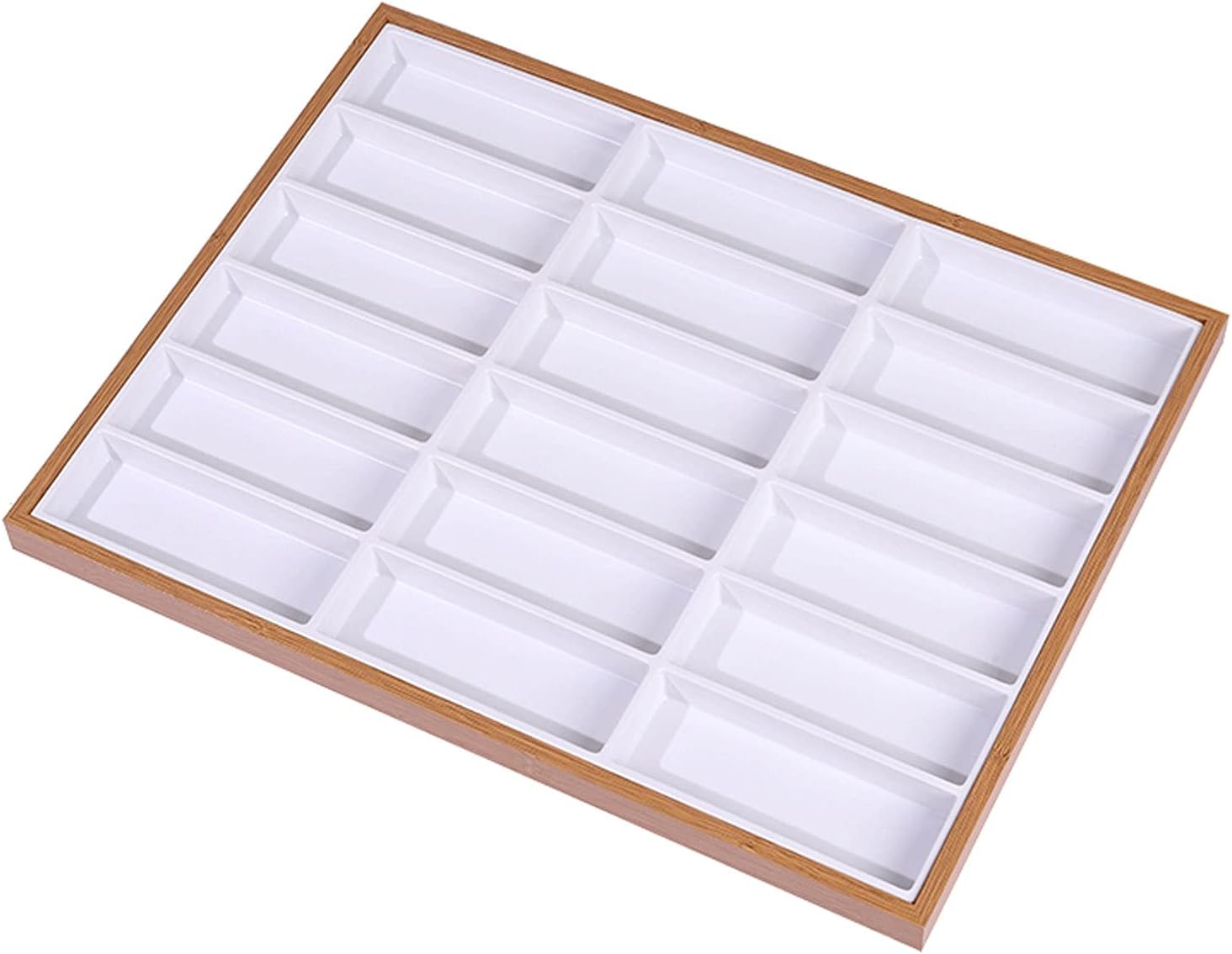 Eyeglass Displays Wooden 7/12/18 Compartments Eyeglass Display Organizer Open Top Eyeglasses Sunglass Storage Case Box Eyewear Tray Stand Display Risers(L)