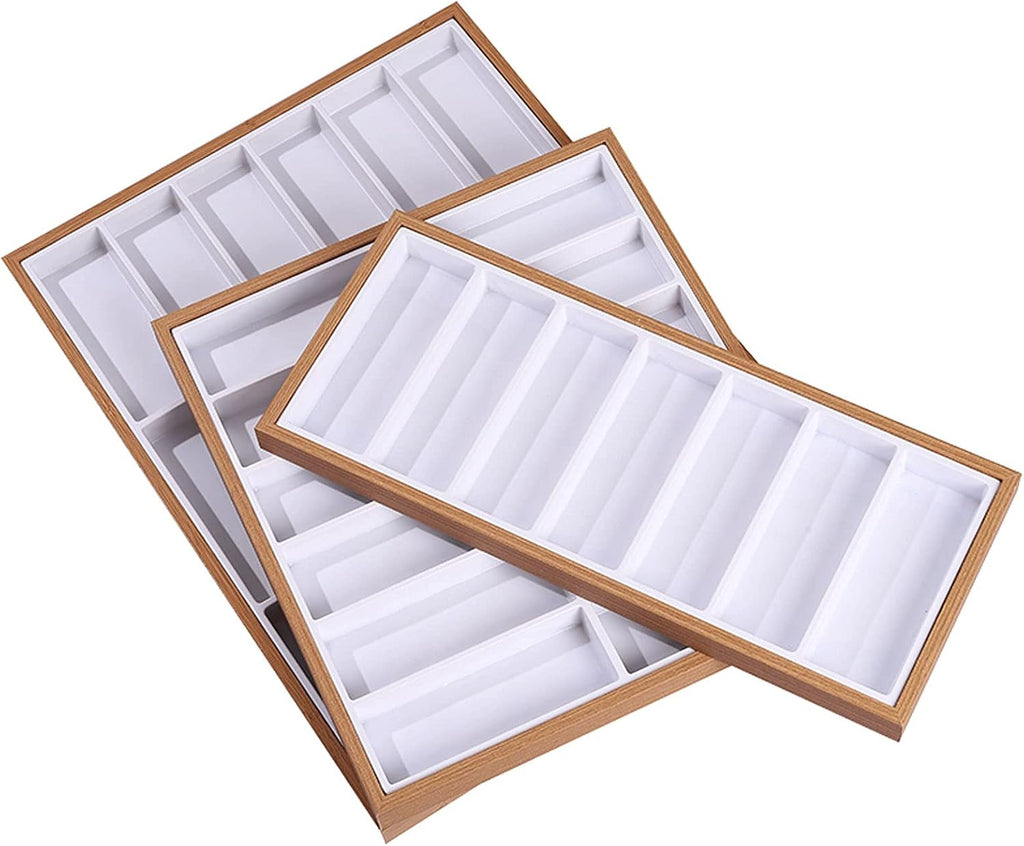 Eyeglass Displays Wooden 7/12/18 Compartments Eyeglass Display Organizer Open Top Eyeglasses Sunglass Storage Case Box Eyewear Tray Stand Display Risers(M)
