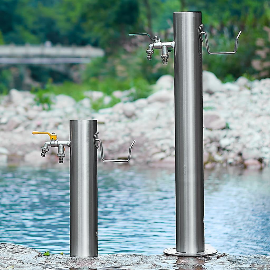 304 Stainless Steel Water Hydrant, Insulated Anti-Freeze Cotton Inner Pipe, Outdoor Water Faucet, Dual Spout Tap, Yard Hydrant with Pressure-Boosting Spray Gun