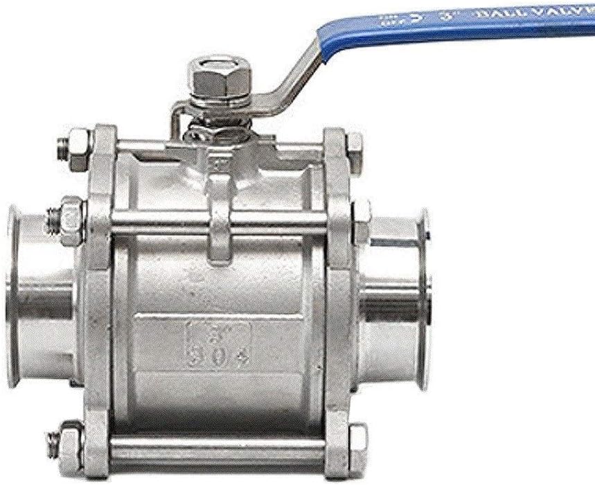 Garden Tap Connector Water Pipe Connectors, 1pcs 1/4',1/2',3/4',1' Stainless Steel 304 Sanitary Ball Valve,3 Three Piece 1.5' 50.5mm Tri Clamp Ferrule Type for Homebrew Diar(1')