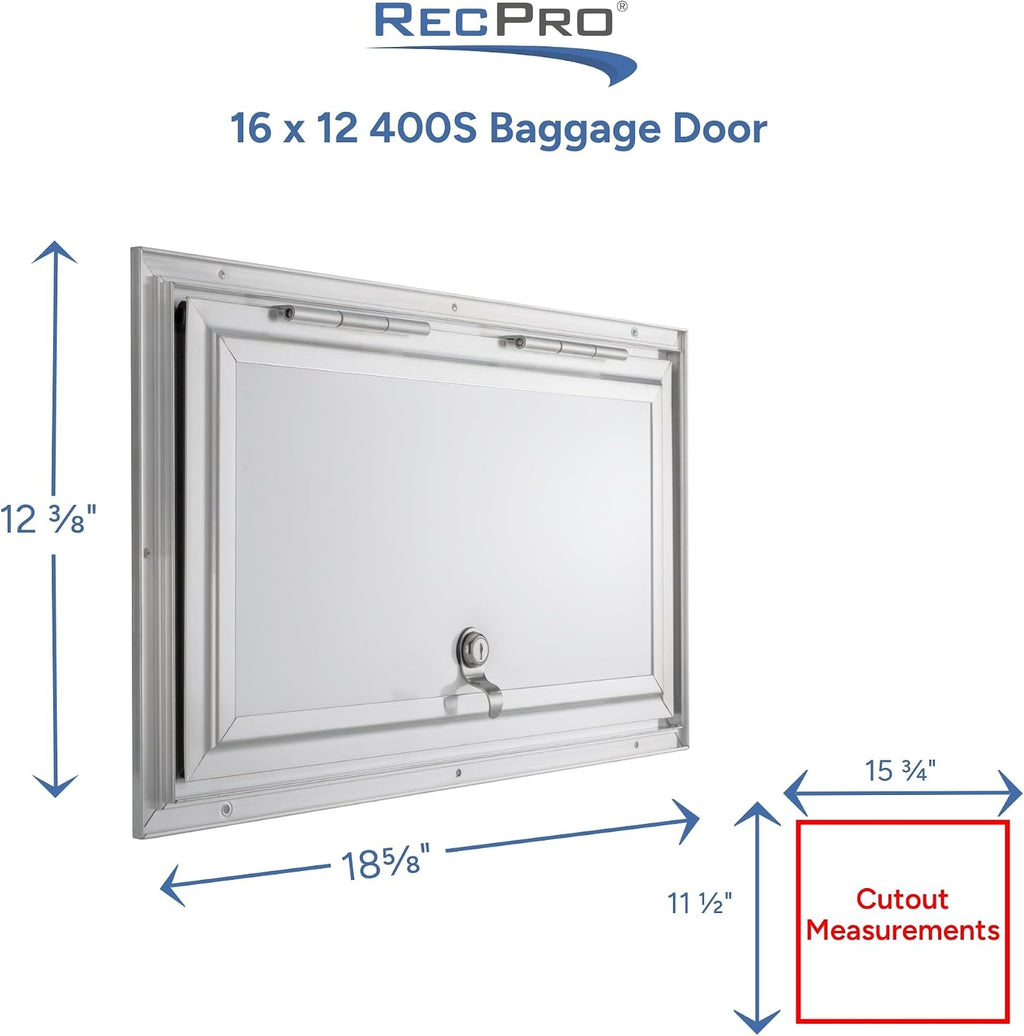 RecPro Square RV Baggage Door | Compartment Storage | RV Storage | Trailer Storage | Camper Storage (16' W x 12' H) | Made in America
