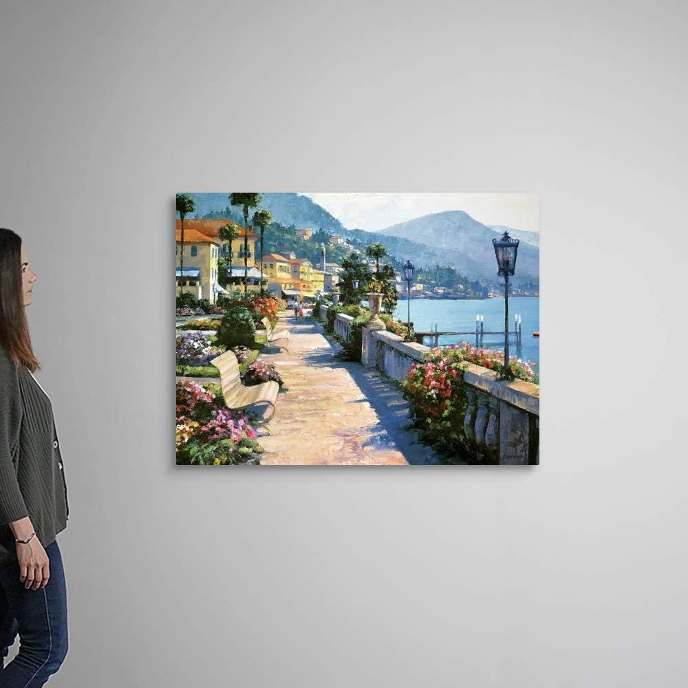 CANVAS ON DEMAND Bellagio Promenade Canvas Wall Art Print by Howard Behrens, Traditional, Home Decor, Design, Ocean Artwork, 48'x36'