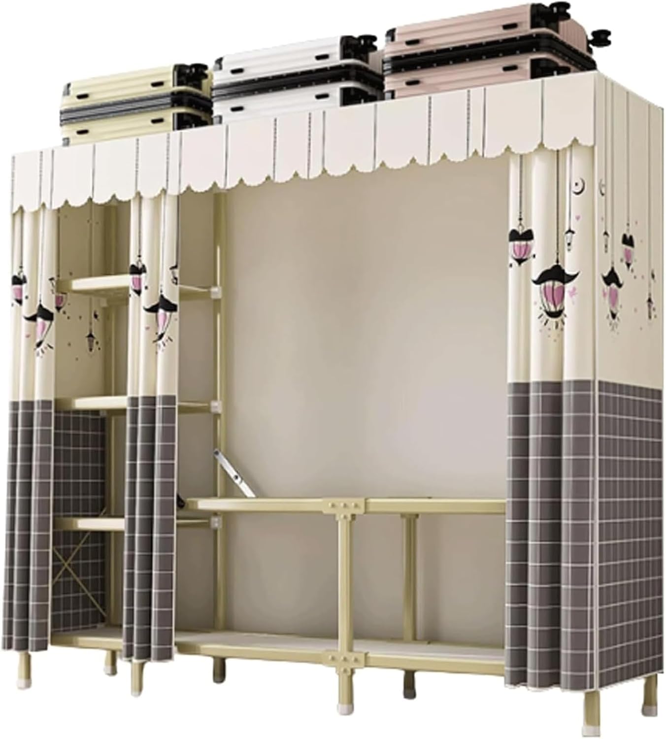 Heavy Duty Portable Wardrobe Closet Foldable Garment Rack for Hanging Clothes Clothing Storage Organizer(128x45x170cm)