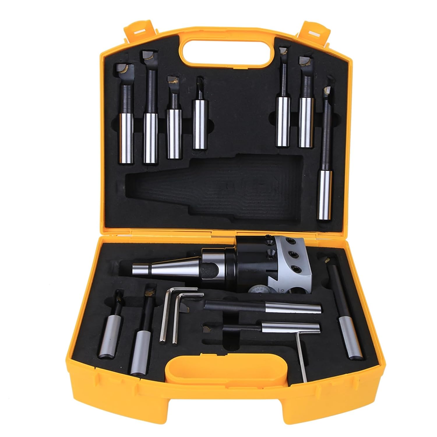High Quality 40CR Boring Head Set, CNC Milling Tools Kit, F1‑18 Boring Bar, 75mm Diameter, with Storage Box, Metric System, Long Service Life, for Boring and Milling Machines (NT30-F1-18-12PCS)