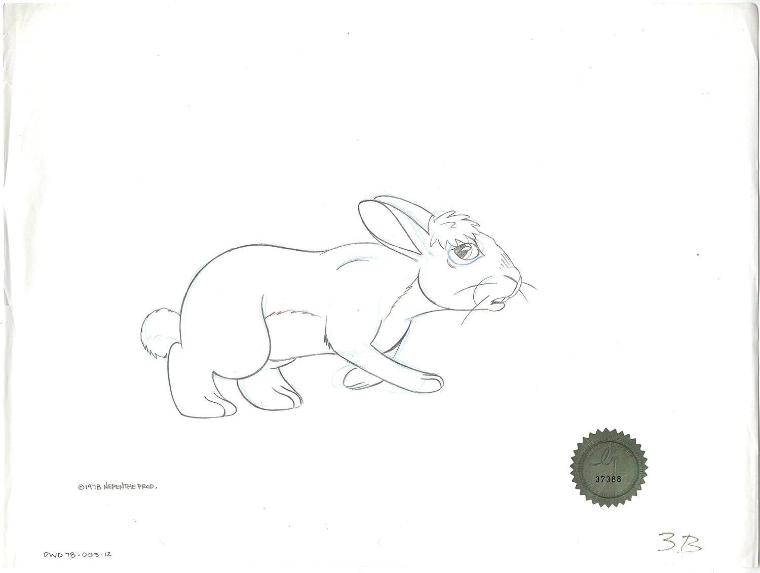 Watership Down 1978 Production Animation Cel Drawing of Bigwig with Linda Jones Seal and Certificate of Authenticity 005-012