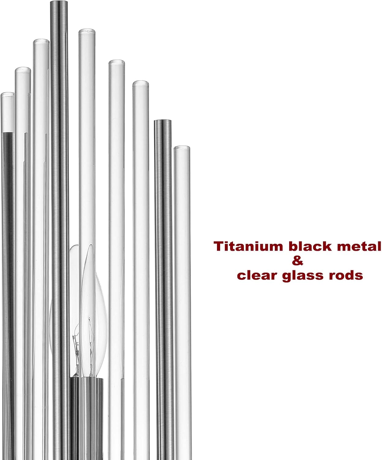 2-Light Modern Wall Sconce Titanium Black Metal with Clear Class Crystal Vanity Wall Sconce Lighting for Bedroom Living Room Bathroom Light Fixtures Set of 2