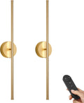 KARTOOSH Battery Operated Wall Sconces, Dimmable Wall Sconces Set of Two, 350°Rotate, 3000K LED Gold Wireless Wall Light for Living Room, Bedroom, Hallway, 32.2 Inch (2 Pack)