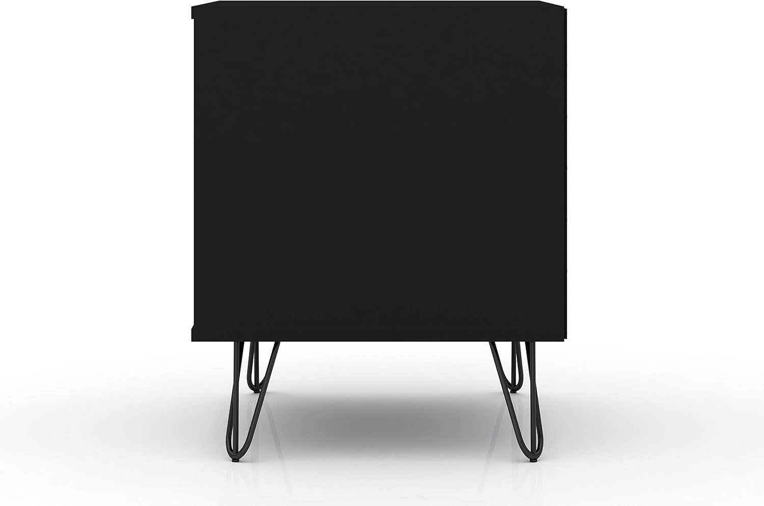 Manhattan Comfort Rockefeller Nightstand with Drawers, Mid Century Modern Bedside Table, Minimalist Display and Storage Organizer, Ideal for Bedroom and Living Room, Black