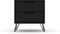 Manhattan Comfort Rockefeller Nightstand with Drawers, Mid Century Modern Bedside Table, Minimalist Display and Storage Organizer, Ideal for Bedroom and Living Room, Black