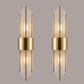 2-Light Modern Crystal Wall Sconces Titanium Gold Vanity Wall Light with Frosted Glass Luxury Set of 2 Wall Light Fixtures for Bedroom Living Room Dining Room Vanity Mirror Light