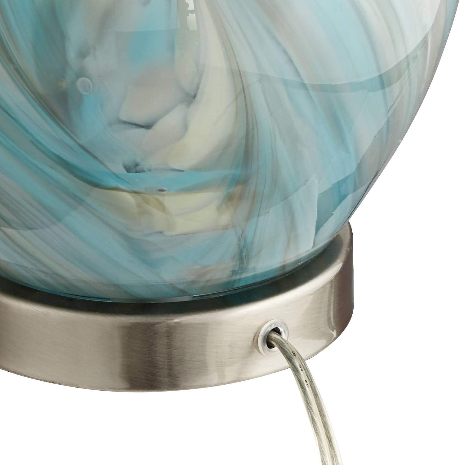 360 Lighting Cirrus 22' High Vase Small Modern Coastal Accent Table Lamps Set of 2 Blue Gray Handcrafted Art Glass White Shade Living Room Bedroom Bedside Nightstand House (Colors May Vary)