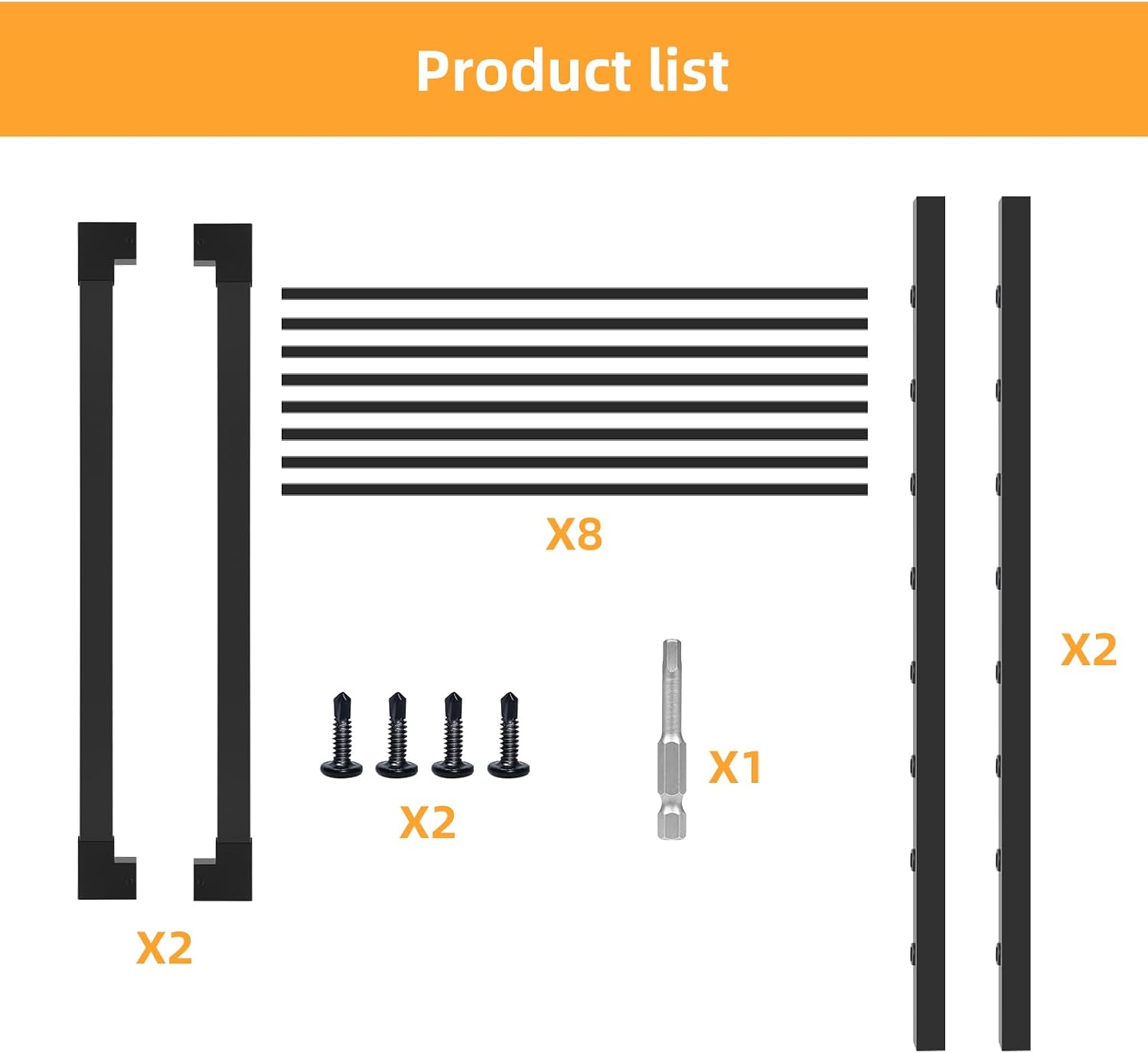 Deck Fence Gate Outdoor, 32''H Gate for 36''H Deck, Black Heavy Duty Steel Anti-Rust Door with Customizable Width (Up to 48'), Metal Gate for Residential, Yard, Patio(No Hinge)