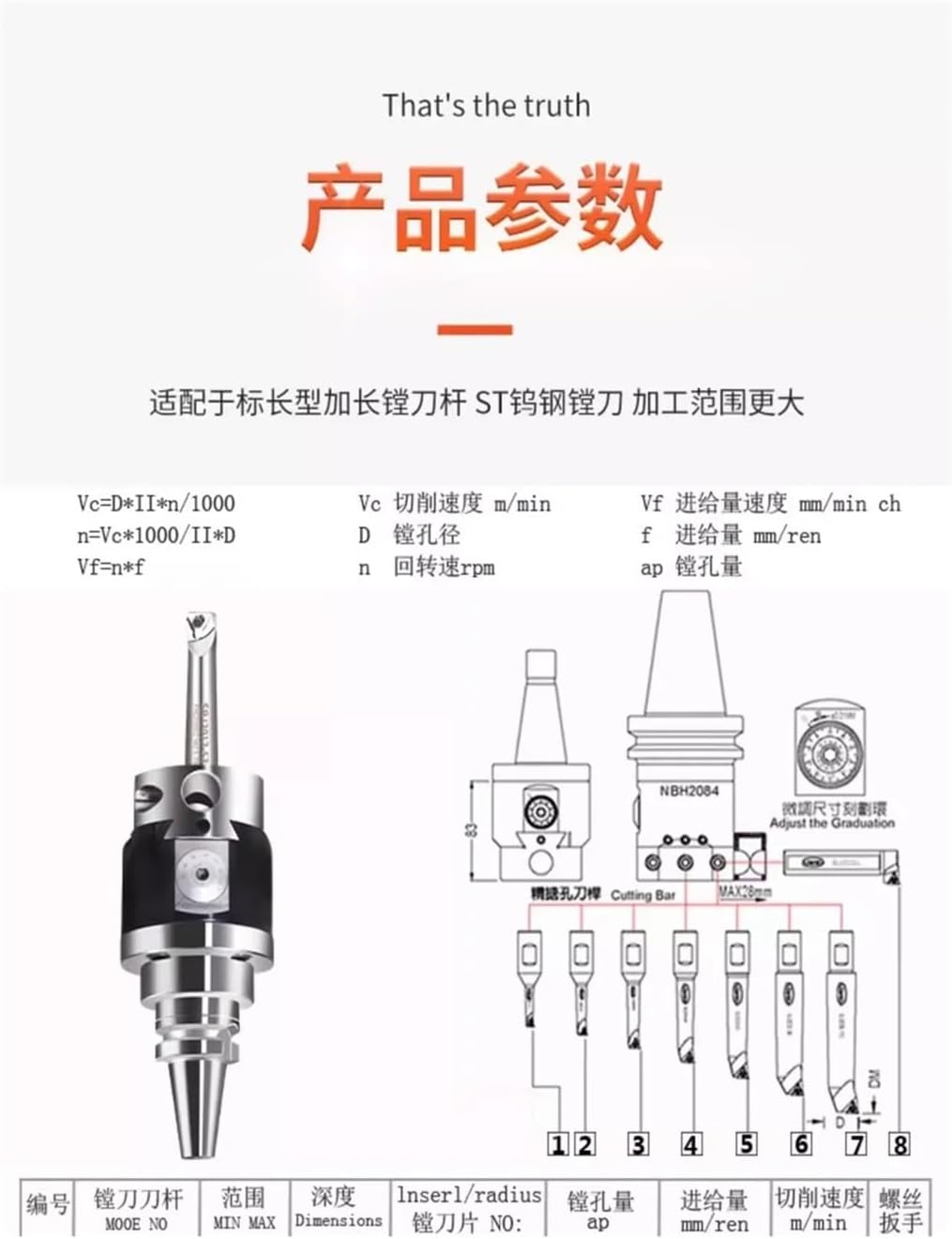 CNC NBH2084 Boring Head Suit Boring Head BT30 BT40 BT50 NT30 NT40 NT50 R8 Boring Bar Tool Set(NT40 Tool Holder)