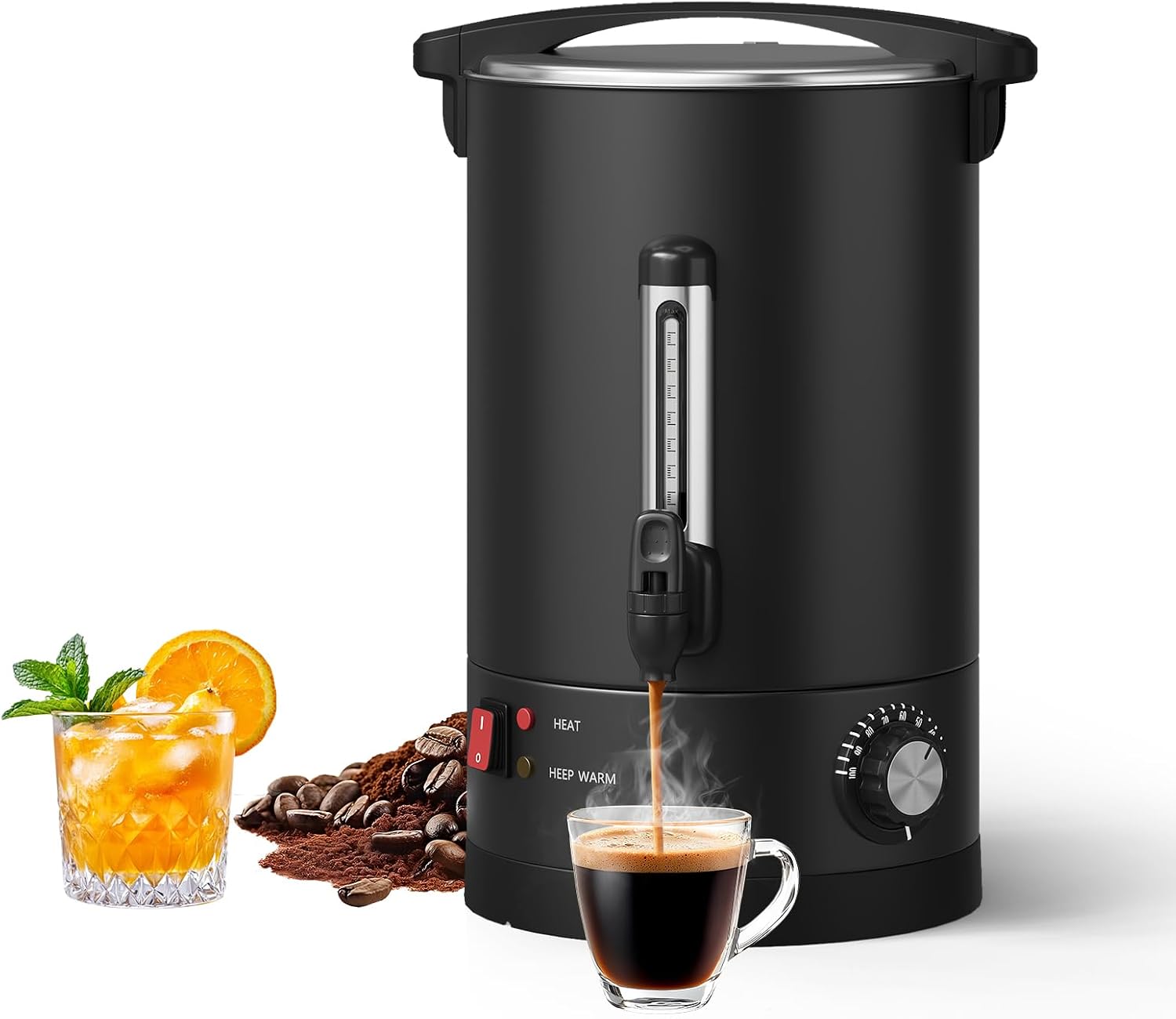Takywep 12l/80 Cup Commercial Coffee Urn, 3.2 Gallon Double-Wall Large Capacity Coffee Maker, Stainless Steel Hot Beverage Dispenser for Catering, Buffet, Wedding, and Events