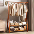 Bamboo Clothes Rail for Bedroom Storage Open Wardrobe with 2 Shelves Versatile Garment Rack for Hanging Clothes Towels Shoes & Boxes Space Saving nizer