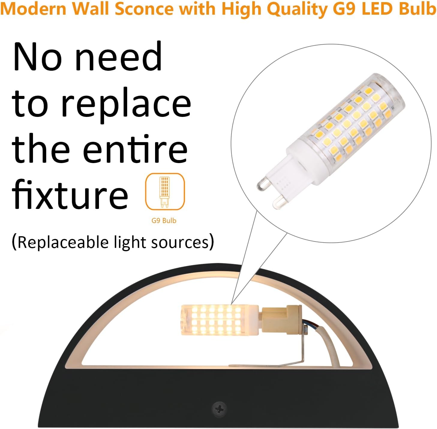 Aipsun 4 Pack Black Modern LED Wall Sconce Hardwired Indoor Wall Lights Up and Down Wall Mount Light for Living Room Bedroom Hallway Corridor Conservatory Warm White 3000K(with G9 Bulbs)