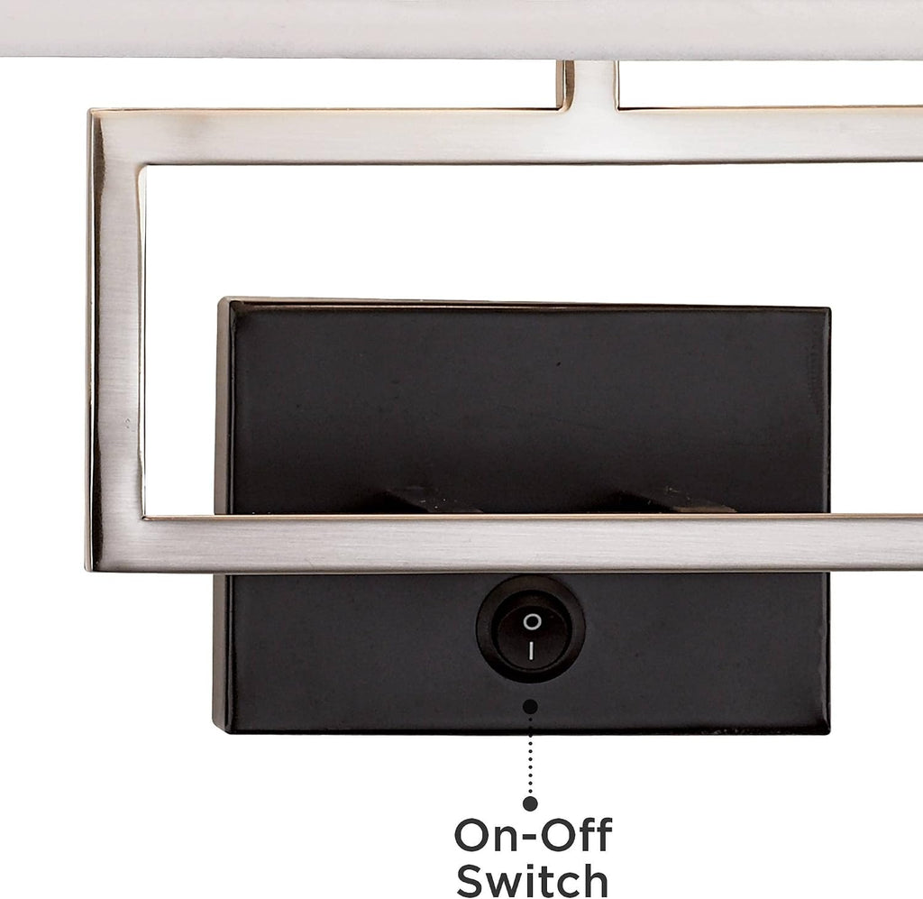 Possini Euro Design Trixie Modern Wall Lamp with USB Charging Port Brushed Nickel Plug-in 12' Fixture Rectangular Cotton Blend Fabric Shade for Bedroom House Reading Living Room Home Hallway Dining