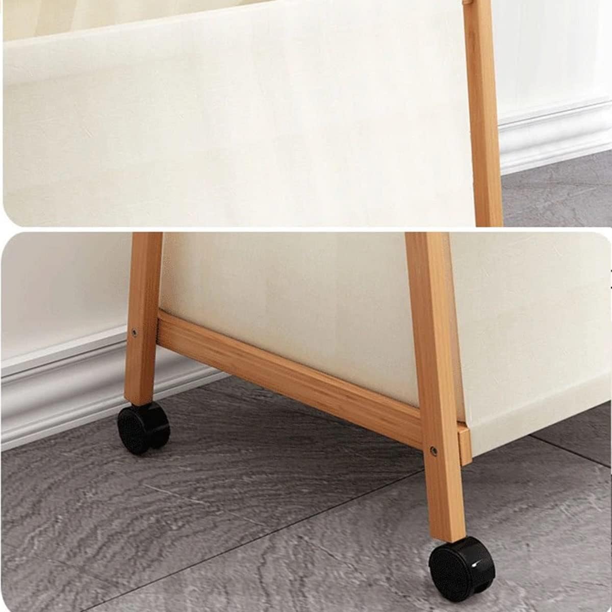 Bamboo Garment Rack Coat Clothes Hanging with 4-Tire Box Racks with Clothing Storage Organizer for Entryway and Bed Room/110Cm