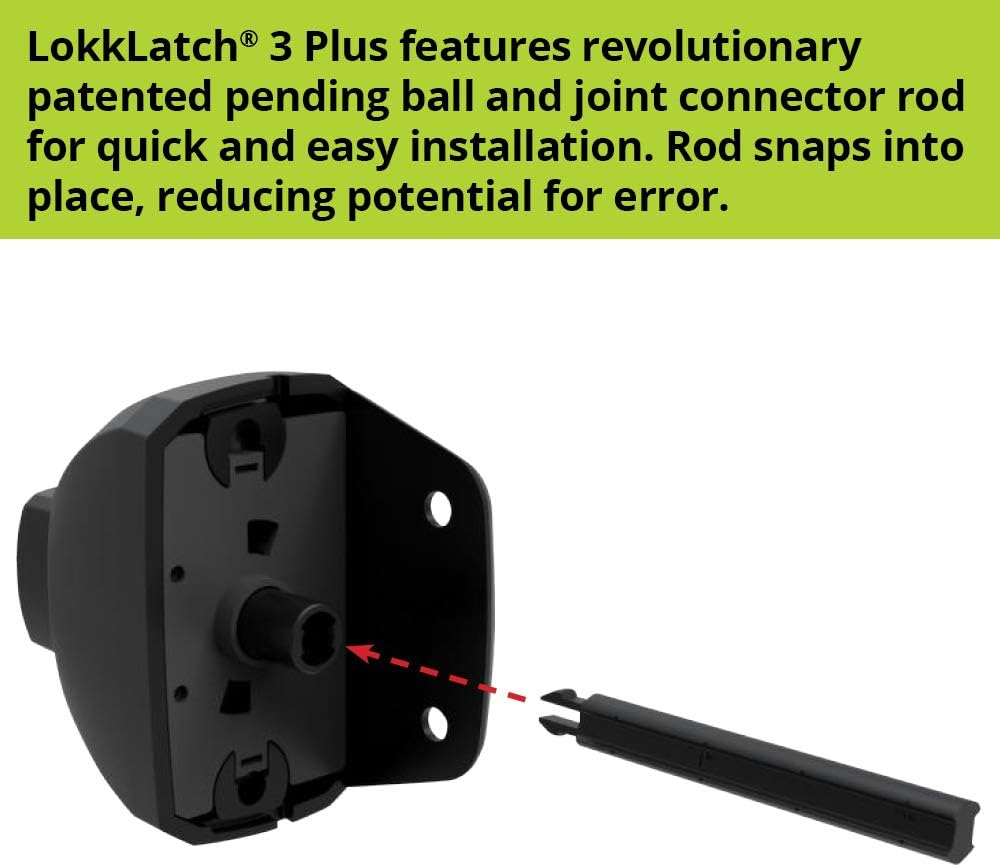 D&D Technologies LL3PWAWT LokkLatch Plus, Locking Privacy Gate Gravity Latch, Key Lockable on Both Sides of Gate, for Metal, Wood, and Vinyl Fences, White